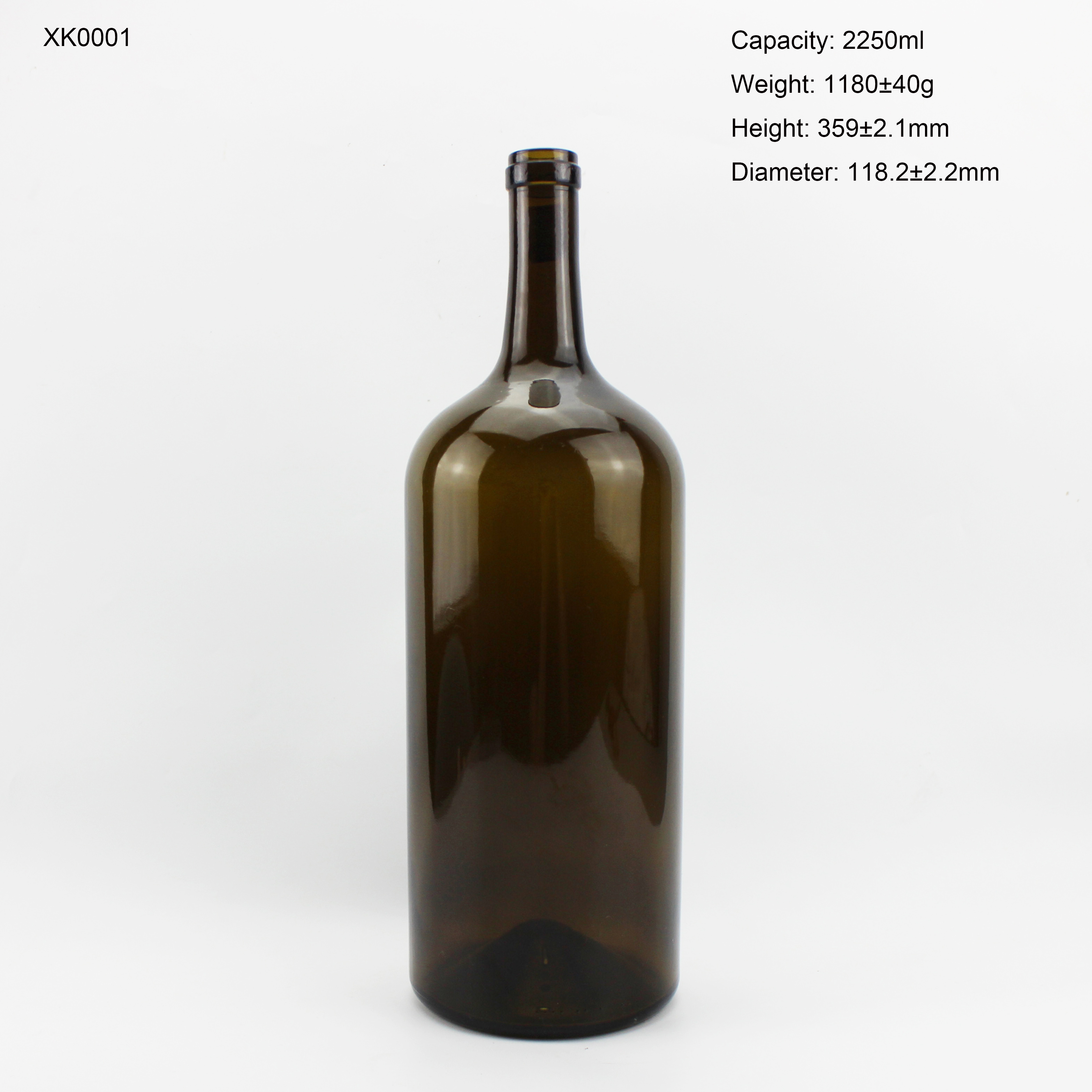 Wholesale High Capacity Olive Green Bordeaux Wine Bottle 2.25L 