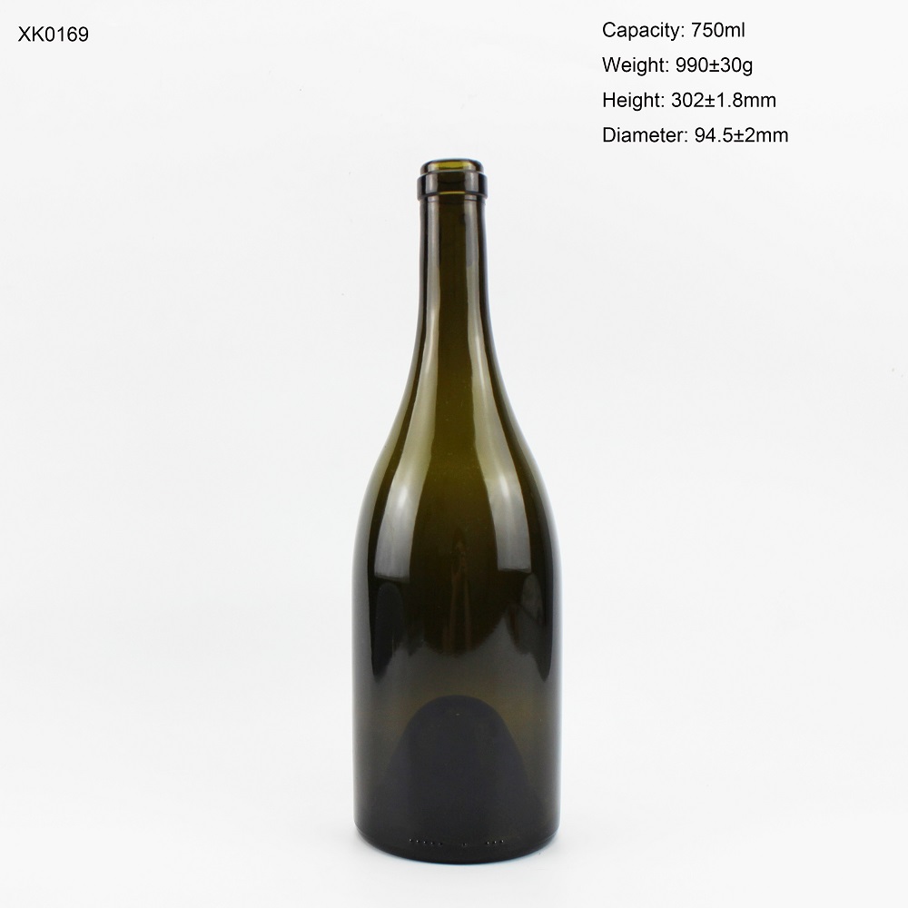 Dark Green Burgundy Wine Glass Bottle 750ml 