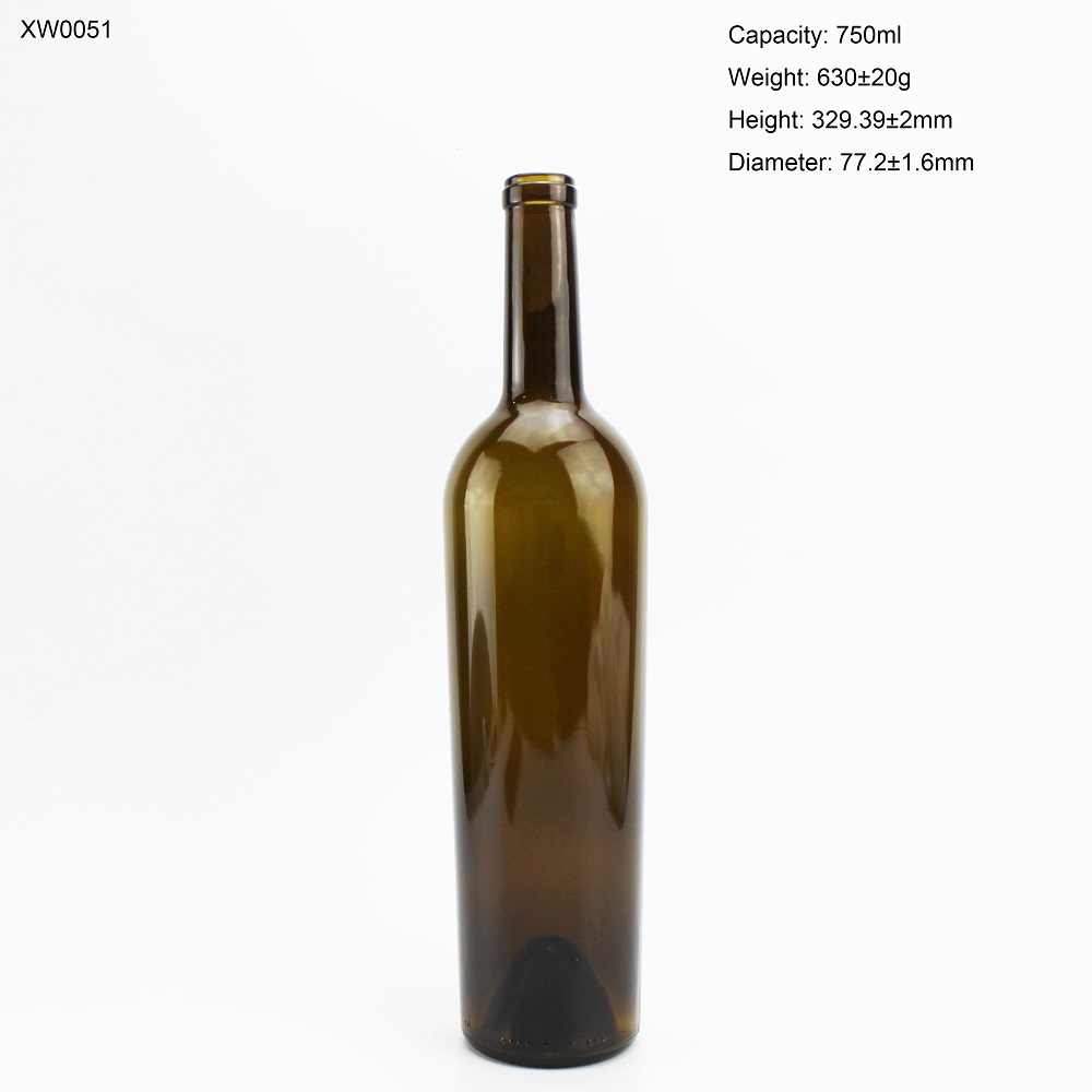 Antique Green Bordeaux 750ml Cork Top Wine Bottle