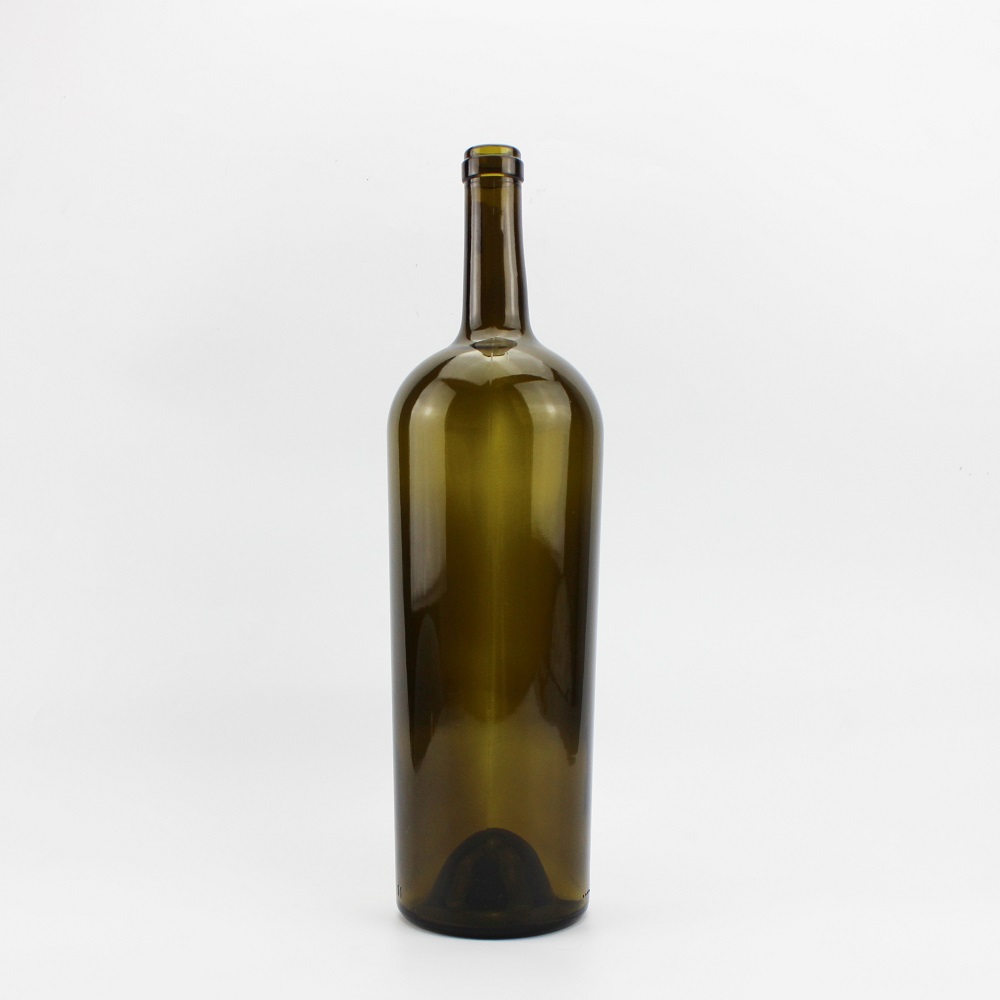 Top Quality 1L 1.5L 1.75L Cork Top Wine Glass Bottle Dark Green
