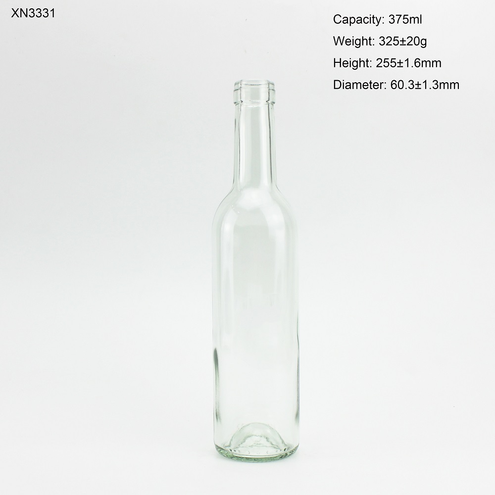 375ML Transparent Wine Glass Bottle With Cork Top